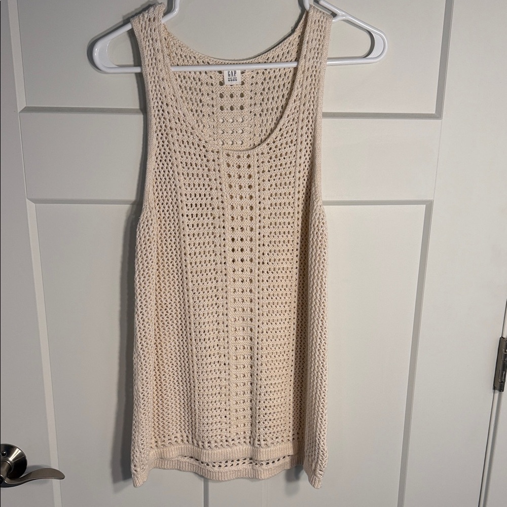GAP Cream Open-Knit Sleeveless Tank